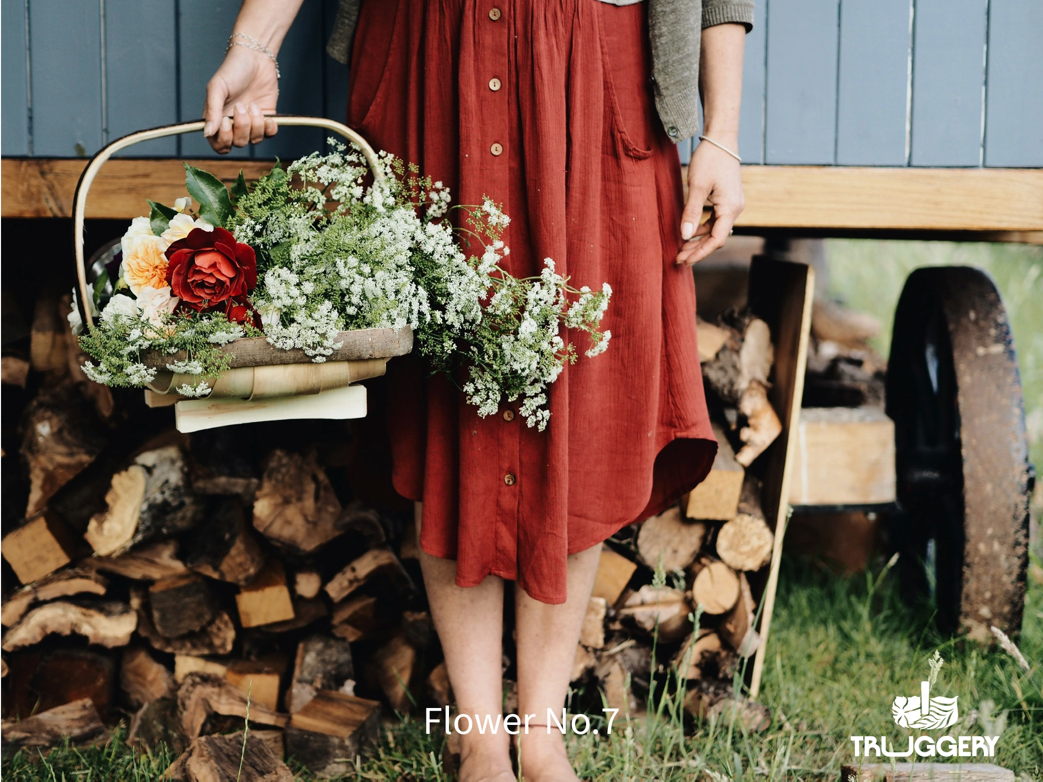 No.7 Flower Sussex Trug, Handcrafted willow trug by The Truggery, perfect for harvesting flowers.”