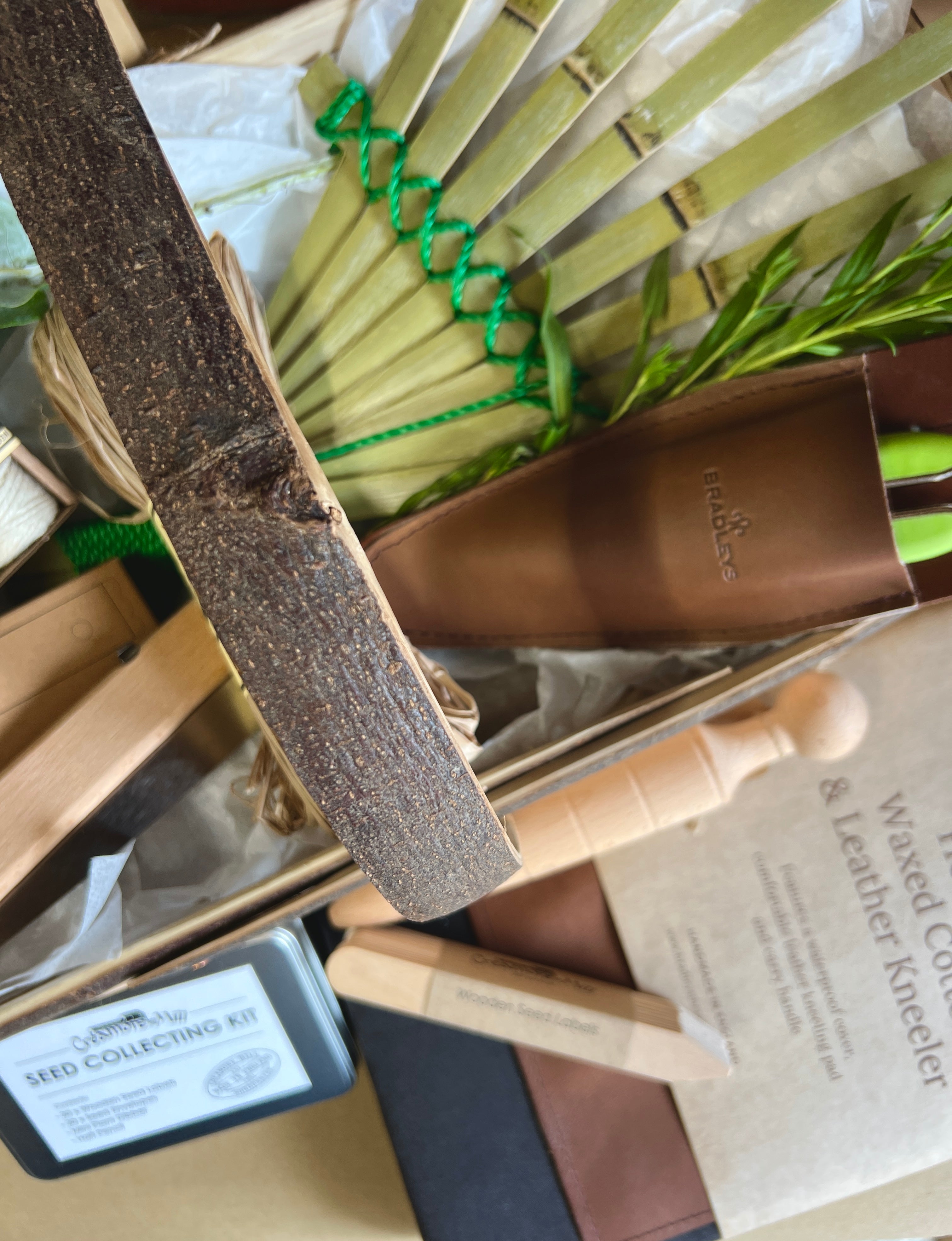 Seed collecting kit with tools and authentic Sussex trug